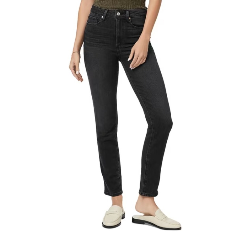 PAIGE Gemma High Rise Cigarette Leg Jeans Slim Dark Grey Black Denim 29